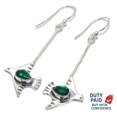 Venta Año Nuevo 925 Plata Cromo Diópsido Madre Gancho Pendientes Colgantes Artesanales Foto 1 de 4