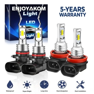 9005 H11 LED Headlight KIT Combo Bulbs 10000K High&Low Beam Super Bright White - Picture 1 of 13