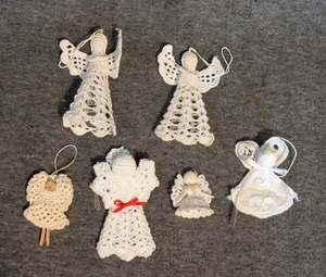6 Handmade Crochet Christmas Angel Ornaments Holiday Decorations - Picture 1 of 16