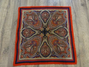 Vintage VERA Scarf ~ Paisley ~ Red / Blue Mulitcolor ~ Wool ~ Square 30" - Picture 1 of 13