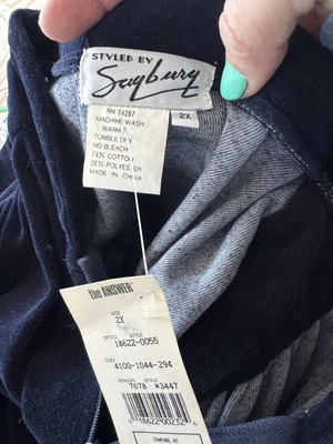 Vintage Saybury Women's Dark Navy Velour Velvet Robe Size 2x House Coat - Image 1 of 4