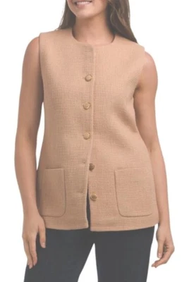 Elie Tahari sleeveless Button Vest w/front pockets Oak NWT size 4 $325 - Image 1 of 4