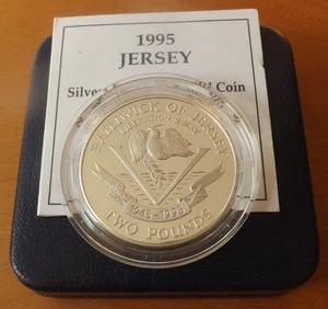 Jersey British Sterling Silver £2.00 Coin 1995 Proof Grade Cased Liberation COA. - Picture 1 of 4