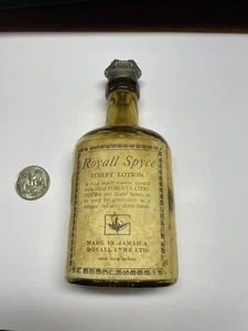Vintage Royal Spyce Bernstein Metalldeckel Flasche - Bild 1 von 6