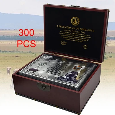 300pcs Zimbabwe 100 Trillion Banknotes UV Silver Plastic Certificates with Box - Image 1 of 4