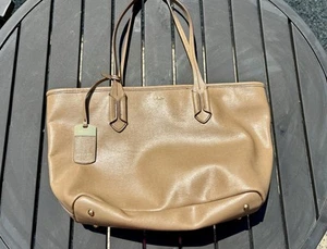 Lauren Ralph Lauren Tan Epi Leather Satchel Bag - Picture 1 of 13