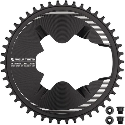 Wolf Tooth Aero Direct Mount 1x Chainring - 46t, 4-Bolt, Drop-Stop ST, Compatibl - Image 1 of 3