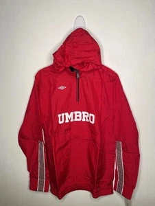 Umbro Premier Windbreaker Jacket Boys Size Large 14-16 Hooded Red Pullover - Picture 1 of 3