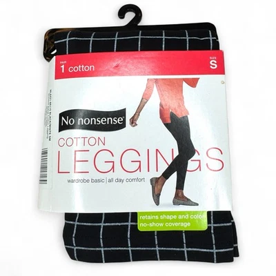Leggings de algodón No Nonsense negros blancos para mujer talla S ventana a cuadros nuevos Foto 1 de 3