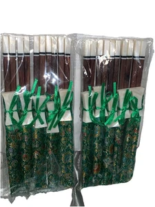 2pk (10 Pairs) Wooden Chopsticks With Mother-Of-Pearl Handles - Picture 1 of 4