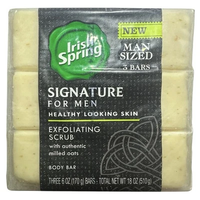 Irish Spring Signature for Men Exfoliating Scrub Body Bar 3-pack (6 oz Each) NEW - Image 1 of 4