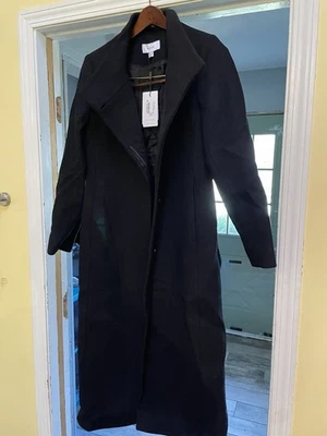 Reiss NRD Mischa Wool-Blend Long Length Coat Black Size 2 - NEW New with Tags - Image 1 of 4