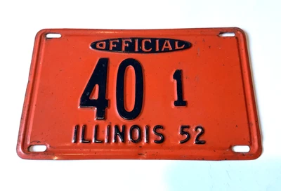 MUY RARO 1952 ILLINOIS OFICIAL 40-1 MATRÍCULA POLÍTICA TODO ORIGINAL ¡BONITO! Foto 1 de 2