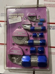 Blue Braided Steel Hose Kit Blue SS Hose Sleeving kit - Bild 1 von 7