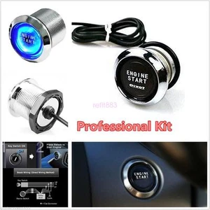 Car Engine Start Push Button Switch Ignition Starter Touch Kit Blue Illumination - Foto 1 di 8