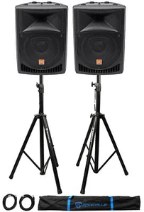 Pair Rockville Power Gig RPG8 8" Powered Active 800 Watt 2-Way DJ PA Speakers - Picture 1 of 11