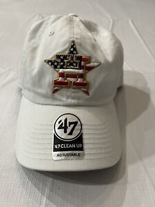 ‘47 Brand Houston Astros American Flag Patriotic Adjustable Cap Hat White