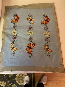 Completed Custom Butterfly Needlepoint for Upholstery or Framing 15" x17” - Picture 1 of 6