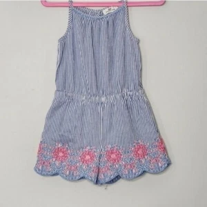 Vineyard Vines Girl XS ( 5 - 6) Striped Embroidered Romper Sleeveless - Picture 1 of 10