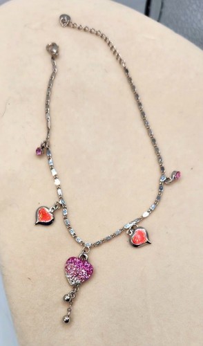 VETEMENTS Catena cuori pendenti accento cristallo 14" collana cavigliera bambini