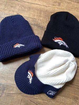 Denver Broncos Lote de 3 Gorros De Colección Starter Reebok Waffle Tejido Sombrero Visera Foto 1 de 4