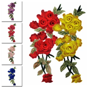 3D Rose Flowers Embroidered Neckline Collar Trim Sew Patch Applique Corsage= - Picture 1 of 22