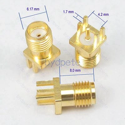 SMA female pin jack socket PCB Edge Mount Solder 1.7mmm 0.067'' Connector 50ohms - Image 1 of 4
