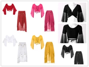 Womens Costume Performance Belly Outfit Dancewear Festival Tassel Party Music - Picture 1 of 56