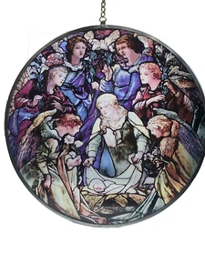 The birth of Christ Toronto Stained Glass Repro Tiffany & Co Suncatcher Signed - Bild 1 von 17