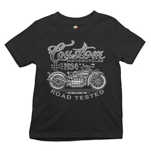 Custom Motorcycles Road Tested Youth T-shirt Bobber Biker Gang MC Kids - Picture 1 of 25