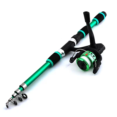 Fishing Rod Telescopic Pole Spinning Reel Baits Hooks Freshwater Travel Set New  - Image 1 of 4