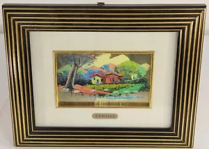 Pintura en miniatura CARULLO escena de pueblo náutico pintura gruesa colorida enmarcada - Imagen 1 de 14