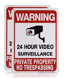 2-Pack Private Property No Trespassing Sign, Video Surveillance Signs Outdoor, U - Picture 1 of 12