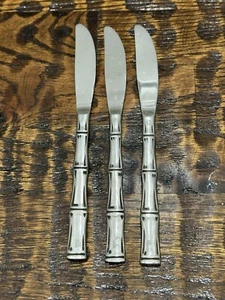 Set of 3 Butter Knives Bamboo Stainless Flatware Made In Japan Vintage 60s & 70s - Picture 1 of 7