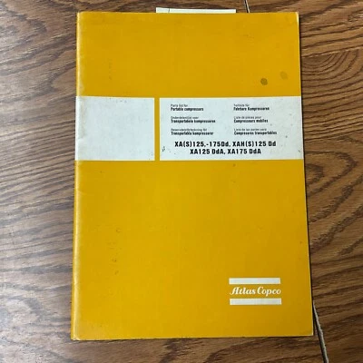 Atlas Copco XA(S)125-175Dd XAH MANUAL DE PIEZAS LIBRO LISTA CATÁLOGO COMPRESOR DE AIRE Foto 1 de 3