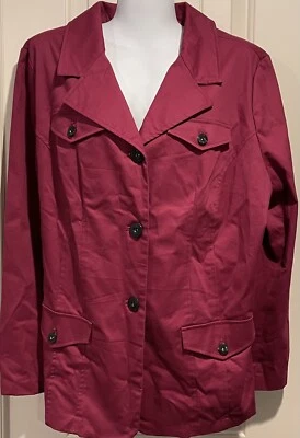 Liz & Me Button Front Cotton Jacket - 1X (18/20W) - NWT $50 - Image 1 of 2