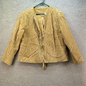 Chicos giacca scamosciata donna taglia 2 frange aperta davanti corda stile western look - Foto 1 di 14