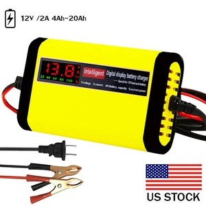 12V 2A Auto Fast Smart Lead Acid GEL Battery Charger for Car Motorcycle Y8K6 - Picture 1 of 12