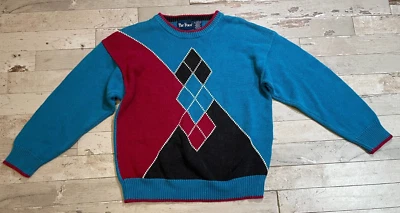 Suéter De Colección Par Cuatro Argyle Color Bloqueado Argyle Diamante Para Hombre GRANDE Azul Foto 1 de 4