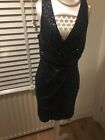 BNWOT OASIS Size S (8) Dress Sequins Black Sparkle Fitted Stretch Dress New