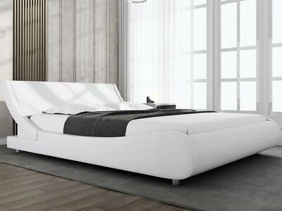 Sifurni Modern Low Profile Wave Like King Size Platform Bed Frame, White - Image 1 of 4