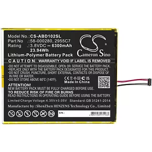 6300mAh Battery For Amazon Kindle Fire HD 10.1 9th,M2V3R5,P/N: 58-000280 2955C7 - Picture 1 of 6