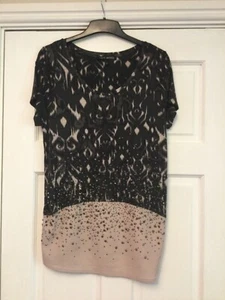 Ladies Next black/beige sequin top 14 petite good condition - Picture 1 of 5