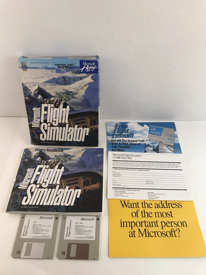 Vintage 1993 Microsoft Flight Simulator Version 5.0 in Box 3.5" HD Disks MS DOS - Image 1 of 4