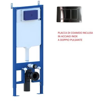 STRUTTURA E CASSETTA DA INCASSO PER WC SOSPESO PLACCA ACCIAIO 2 PULSANTI INCLUSA - Immagine 1 di 4