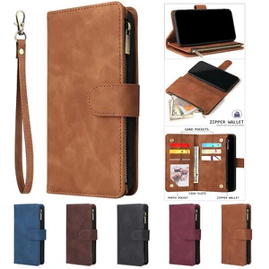 Retro Leather Zipper Wallet Card Case For Huawei P30 Lite P40 Pro P Smart plus - Picture 1 of 17