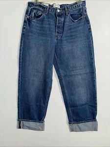 Universal Thread Women's Size 10 Mid Rise 90's Baggy Cuffed Jeans Dark Wash - Picture 1 of 7