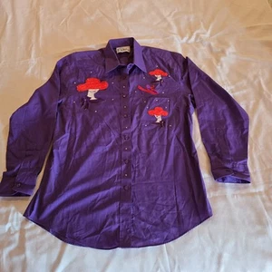 Las Olas Purple Western Shirt Women Medium Appliqued Red Hat Society Bling - Picture 1 of 10