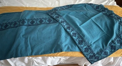 Tribal Border Garment Washed Duvet Cover Set  Opalhouse Teal Twin XL 2 Sets - Image 1 of 4