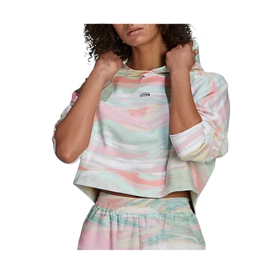 Adidas Sudadera con Capucha Mujer Pequeña Pastel Mármol Recortado Pullover Trifolio Informal Salón Foto 1 de 4